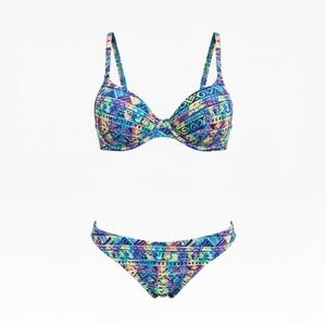SESSA Vintage Womens 10 Two Piece Bikini Set Multicolor Tribal Print High Cut